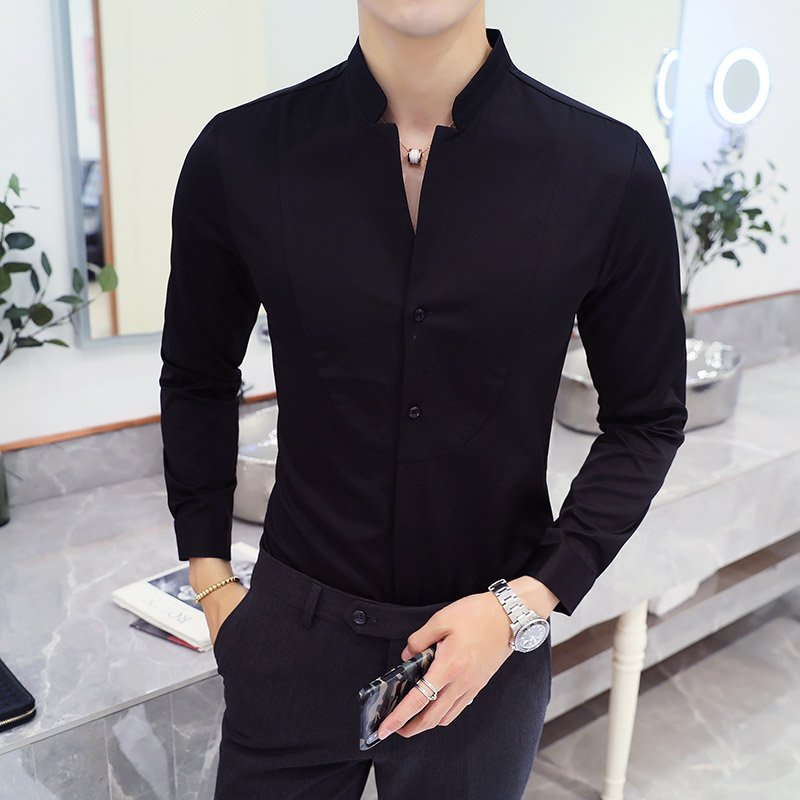 2021 New style Male spring long sleeve shirts/Men's High quality Stand collar pure cotton Business shirts/Plus size S-5XL 4 2021 New style Male spring long sleeve shirts/Men's High quality Stand collar pure cotton Business shirts/Plus size S-5XL 4