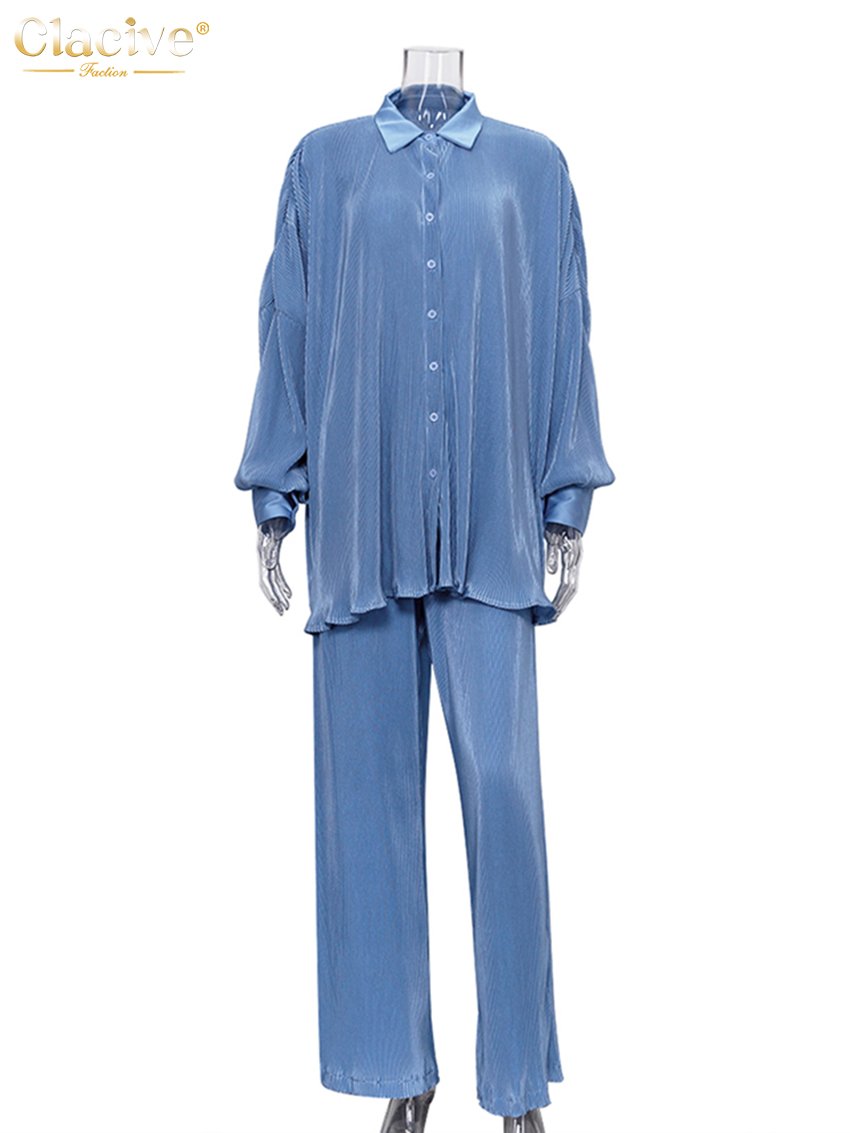 Clacive Elegant Green Pants Set Women Autumn Long Sleeve Blouses Matching Wide Trousers Suit Loose Shirts Two Piece Pant Set 5 Clacive Elegant Green Pants Set Women Autumn Long Sleeve Blouses Matching Wide Trousers Suit Loose Shirts Two Piece Pant Set 5